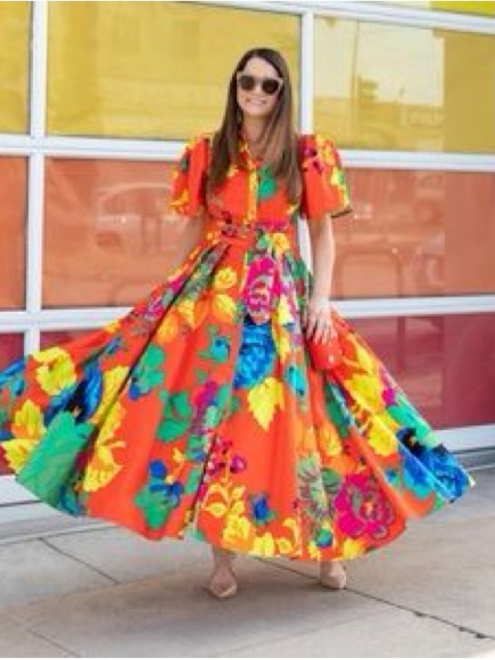 Christopher John Rogers Target Orange Floral Dress 10 - Picture 4 of 11